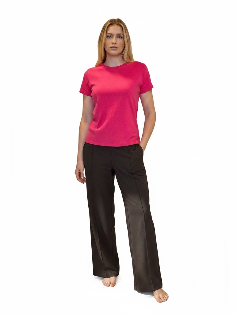 90 Degree By Reflex Chocolate Pants NWT & Pink Cherokee Cotton Tee Set Size S